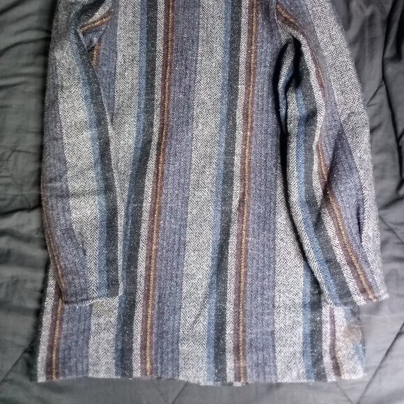 Vintage Wool Herringbone Striped Double Breast Pea Coat Jacket - Picture 6 of 6